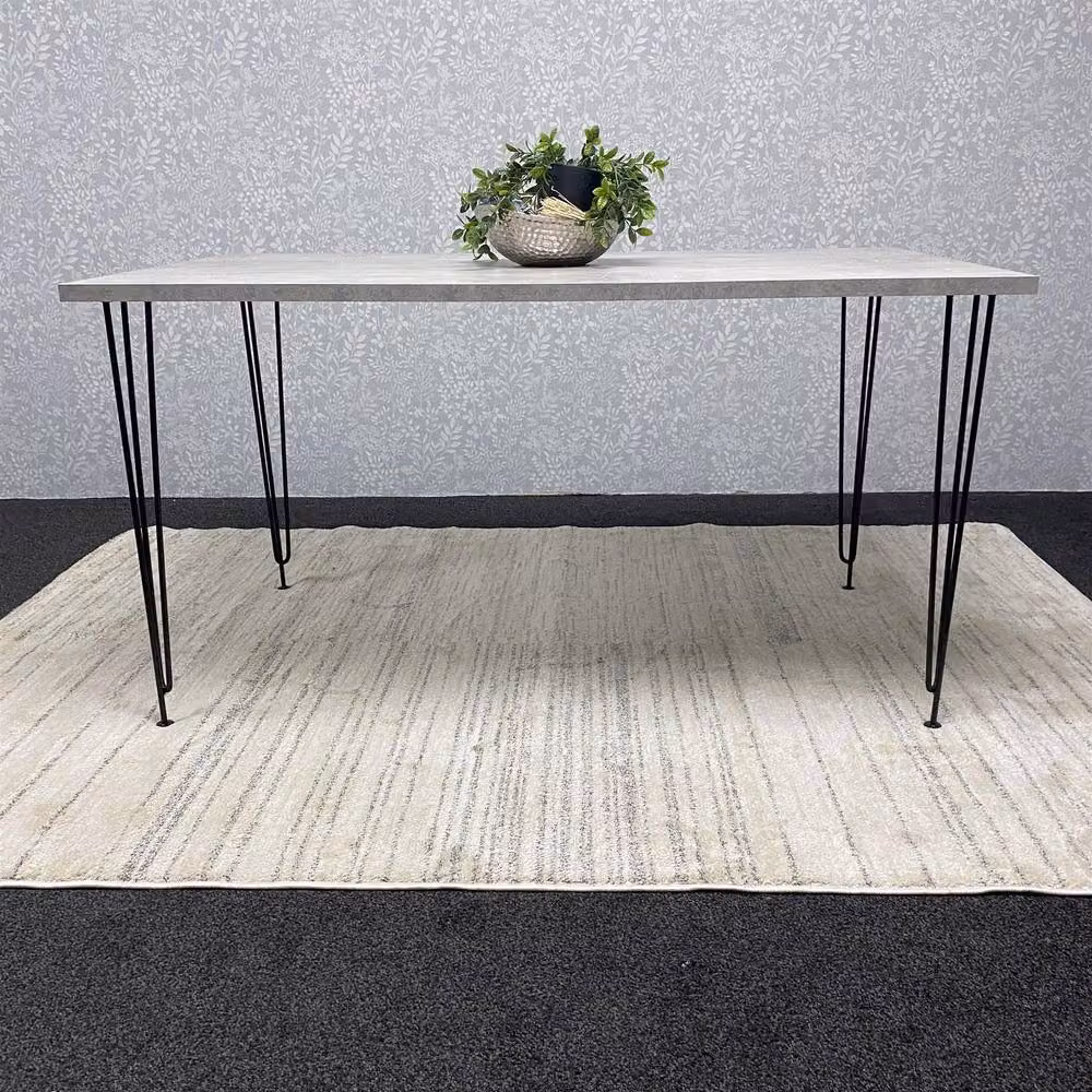 KOSY KOALA Modern Rectangular Dining Table with Metal Hairpin Legs in Grey and Brown, W: 140 cm, D: 80 cm, H: 75 cm – 2
