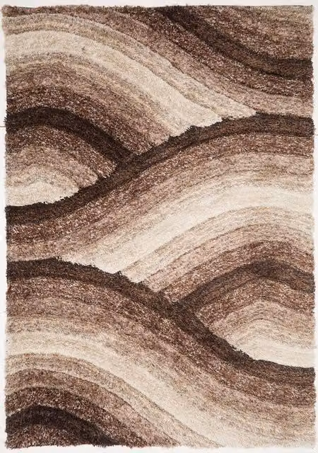 Rugstyle 3D Shaggy Wave Rectangular Rug in Brown, W: 160 cm, L: 230 cm – 1