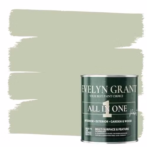 Evelyn Grant All-In-One Multi-Surface Paint for Indoor and Outdoor Use, Matt, Sage Green, 1 l – 1