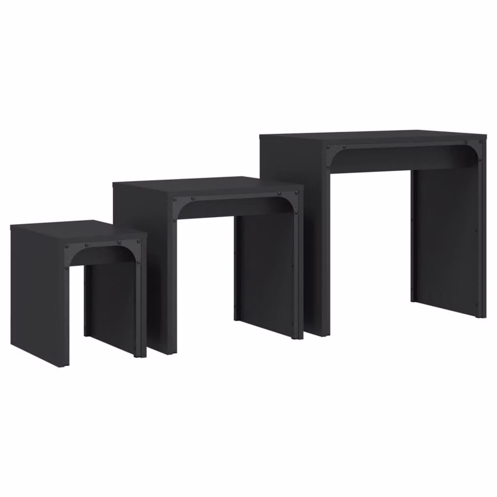 Berkfield Home Nesting Coffee Tables, 3 Piece Set in Black Engineered Wood – 5