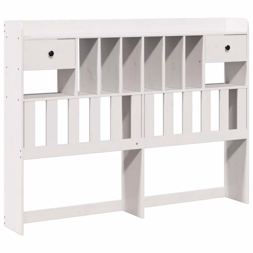 Berkfield Home White Solid Wood Pine Headboard with Storage, Width: 140 cm – 2
