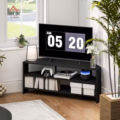 HOMCOM Modern Black Corner TV Stand for up to 45 Inch Televisions W/D/H: 110 x 36 x 45 cm – 3