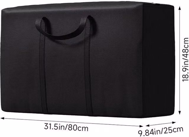 SPETLEK Heavy Duty Garden Furniture Cushion Storage Bag in Black, W/D/H: 80 x 25 x 48 cm