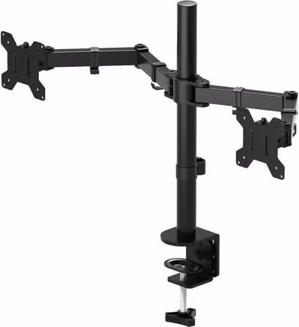 Gr8 Home Double Twin Arm Desk Mount TV LCD Monitor Screen Bracket, Black