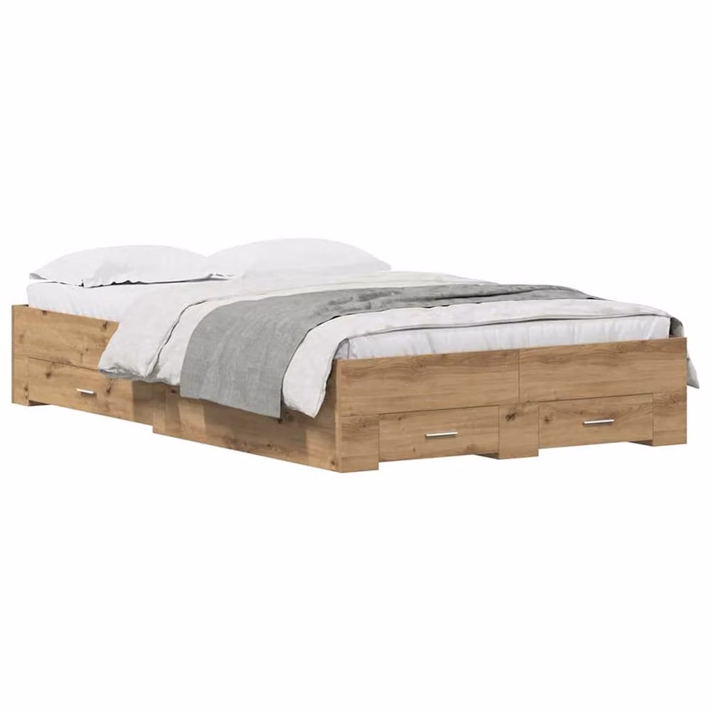 Berkfield Home Artisan Oak Bed Frame with Drawers in Brown, W/D/H: 120 x 190 cm – 2