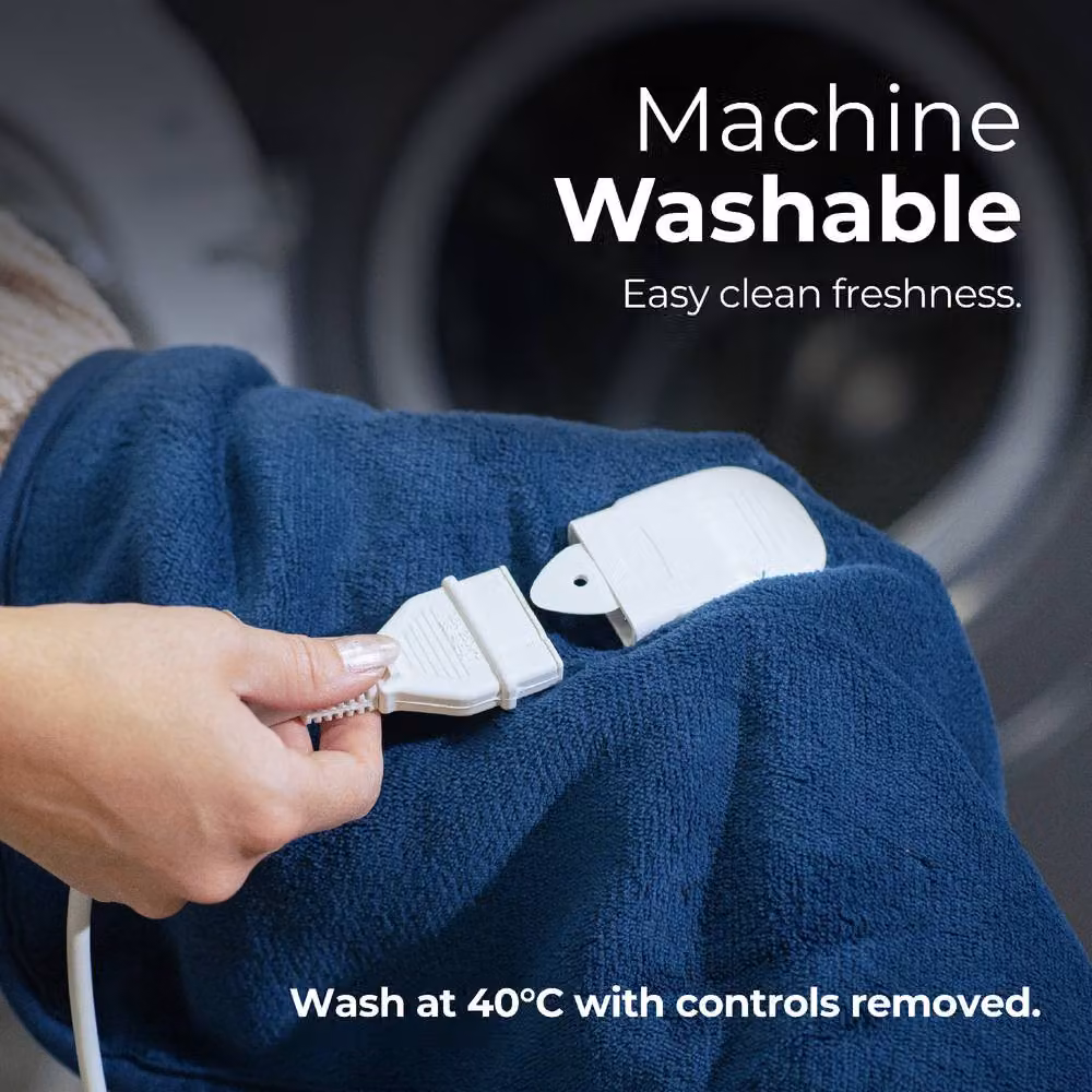 Abode Blue Microfleece Electric Heated Throw with 9 Heat Settings and Auto Shut-off – 4