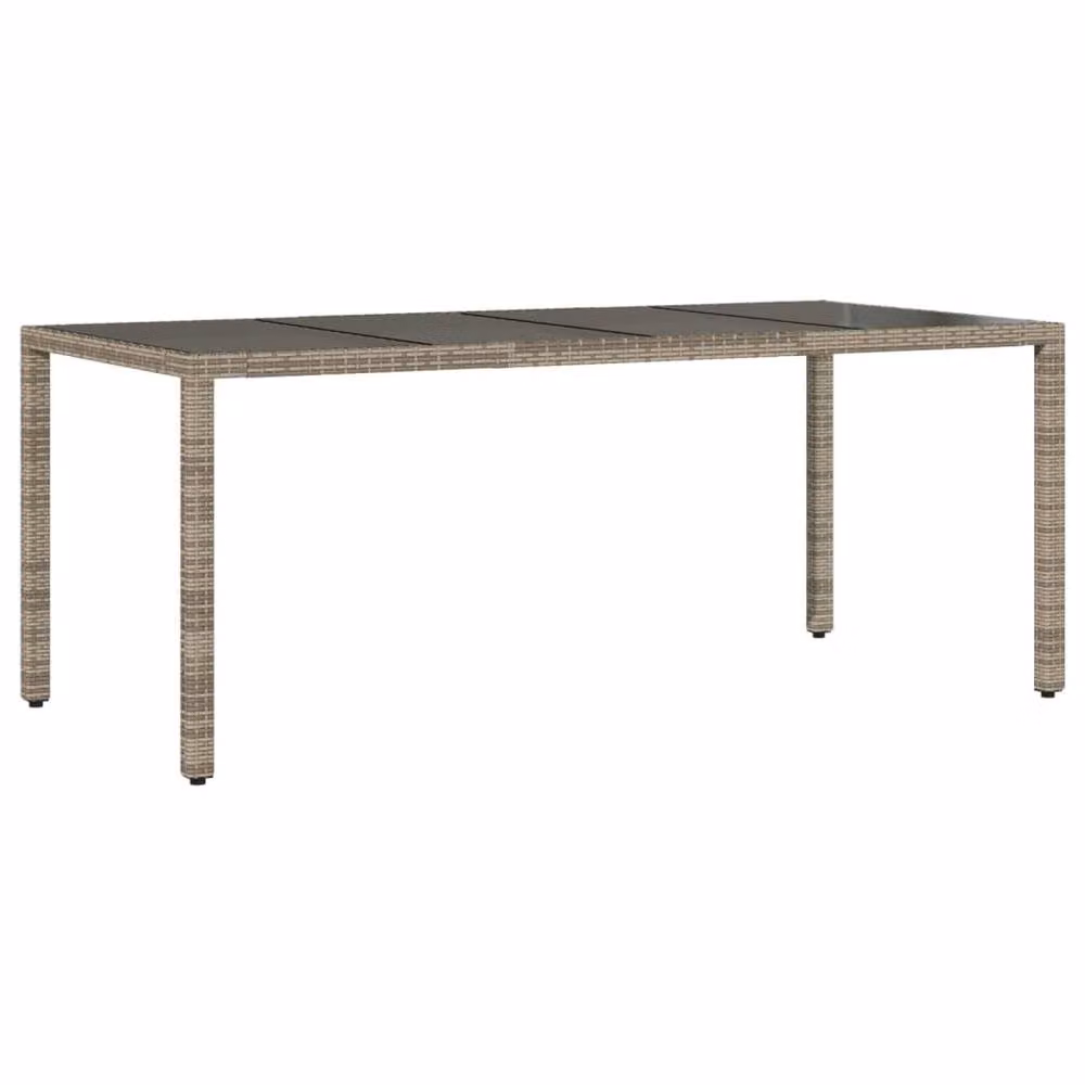 Berkfield Home Grey Poly Rattan Extendable Garden Table with Glass Top, W/D/H: 190 x 90 x 75 cm – 2