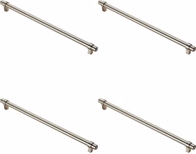 Loops Set of 4 Round T Bar Cabinet Pull Handles in Satin Nickel, Fixing Centres: 320 mm