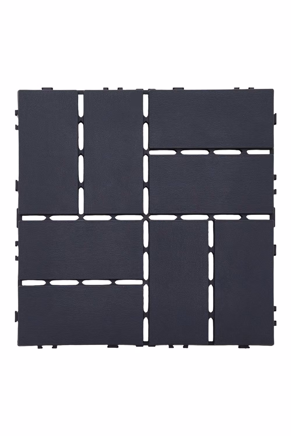 Living and Home 10-Piece Plastic Mosaic Parquet Effect Interlocking Floor Deck Tiles in Anthracite Grey – 4