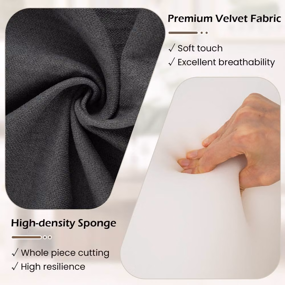 Costway Bean Bag Chair in Dark Grey with Velvet Fabric and Shredded Memory Foam Support – 3