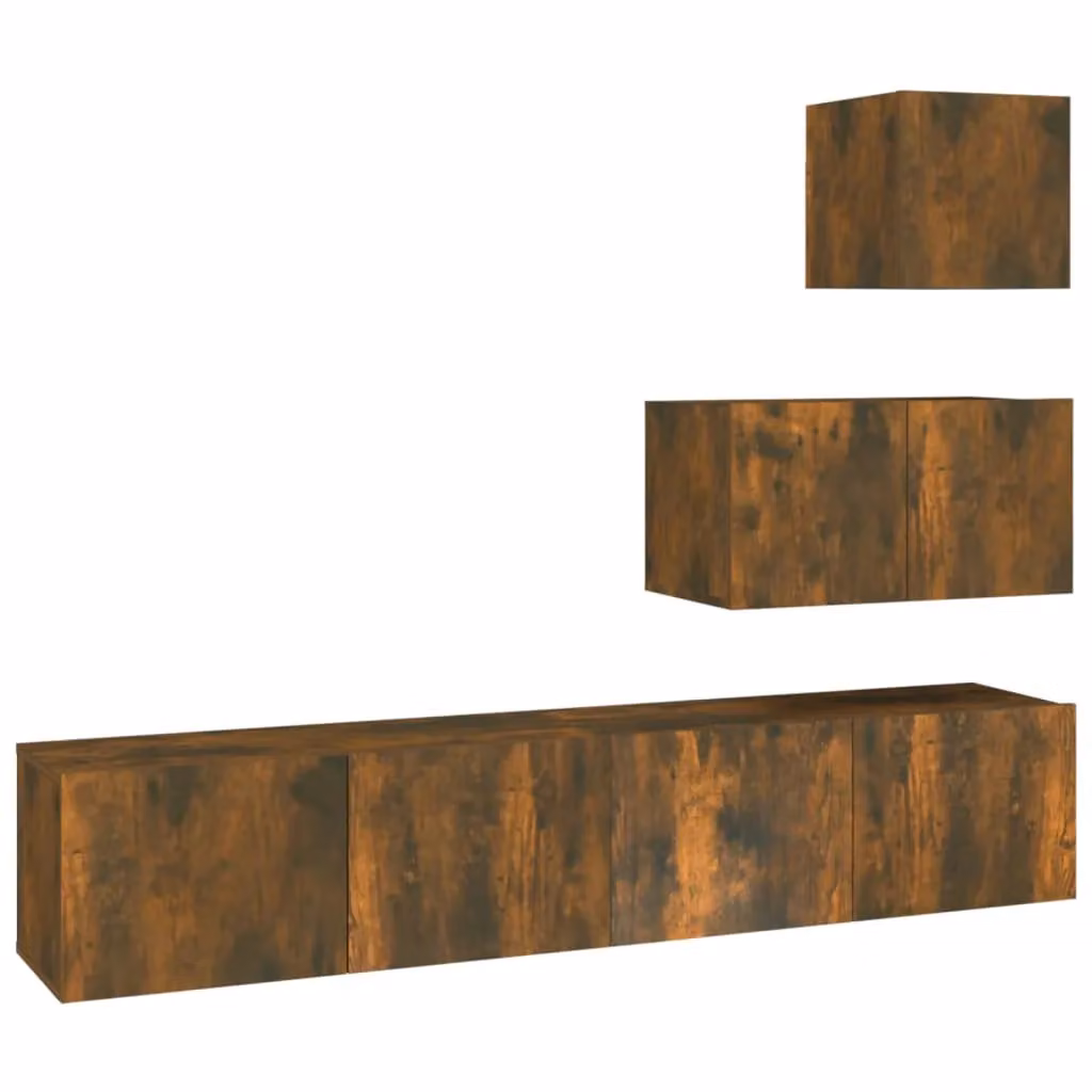 Berkfield Home 4 Piece Modern TV Cabinet Set in Smoked Oak Brown Engineered Wood – 2