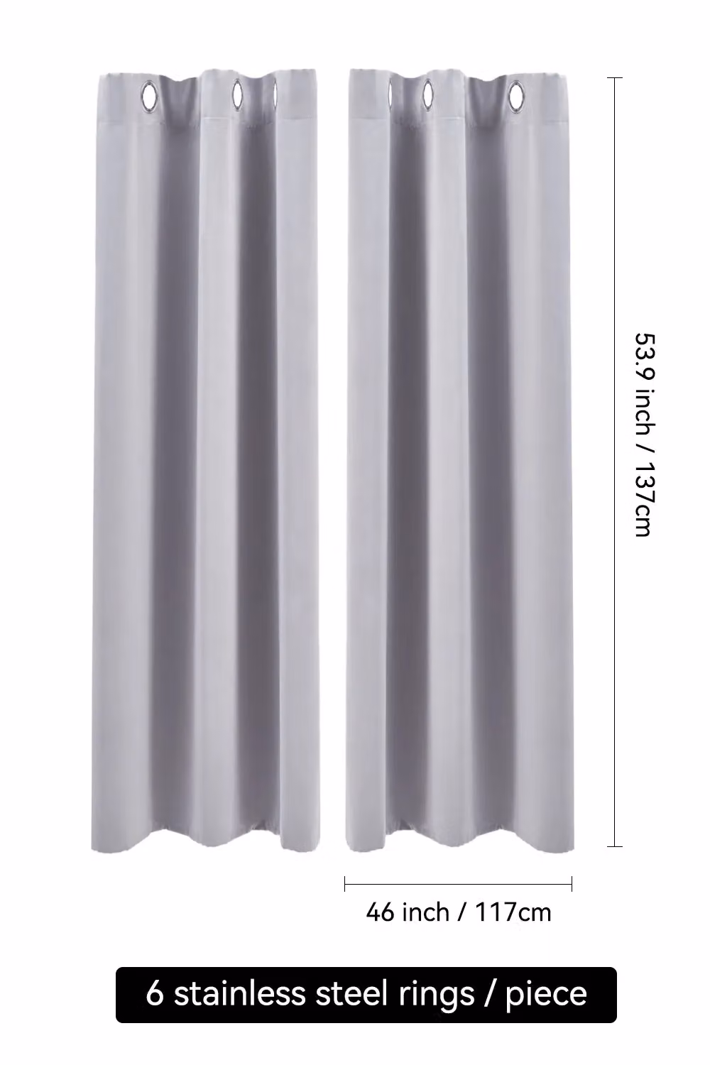 Living and Home Grey Blackout Eyelet Curtains, 2 Panels, W: 117 cm, H: 137 cm – 2