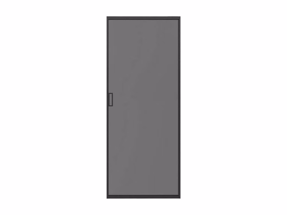 Vente-unique Modern Reversible Sliding Door with Black Aluminium and Smoked Tempered Glass Sliding System – 3