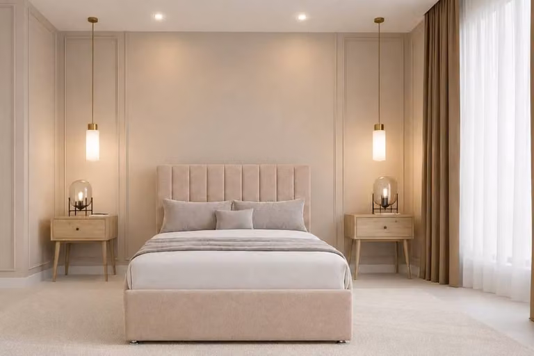 Nexus Mattresses Ltd Kyoto Plush Sprung Divan Set with 54 inch Headboard, Beige, W/D/H: 180 x 200 cm