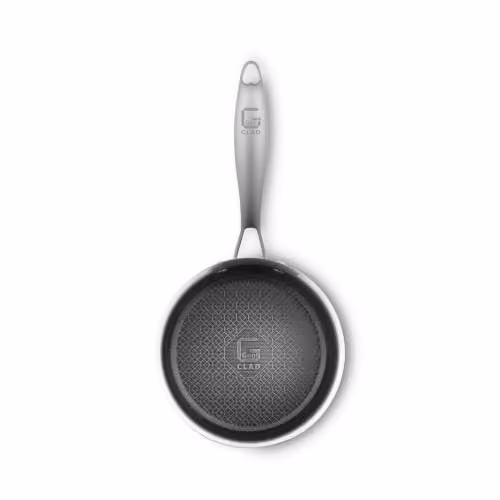 Tower Geo-Clad 16cm Ceramic Hybrid Saucepan with Glass Lid, Silver – 1