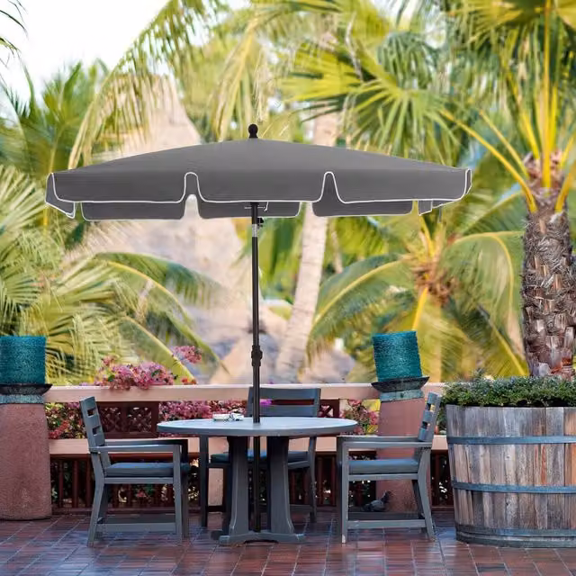 The Bazaarist Rectangular Balcony Parasol Umbrella with Adjustable Tilt Mechanism and Weather-Resistant Canopy in Grey