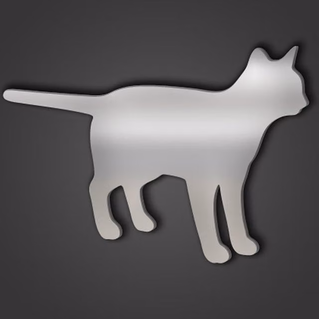 Cat Style 7 Silver Acrylic Wall Mirror in Silver