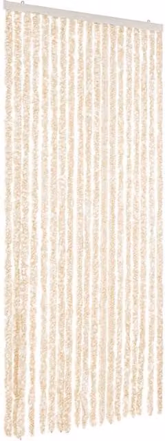 Berkfield Home Chenille Fly Curtain in Beige and White, W: 56 cm, H: 200 cm