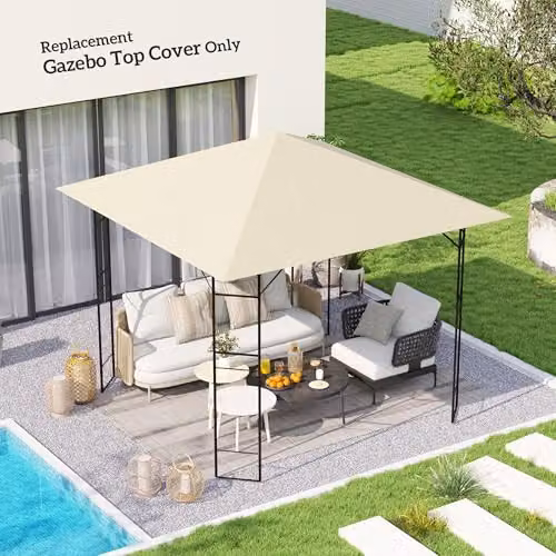 Outsunny Replacement Gazebo Canopy Cover in White with UPF 50+ Protection – 2