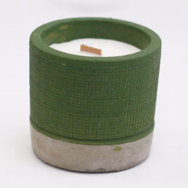 KDMK Sea Moss Herbs Concrete Candle with Wooden Wick in Green