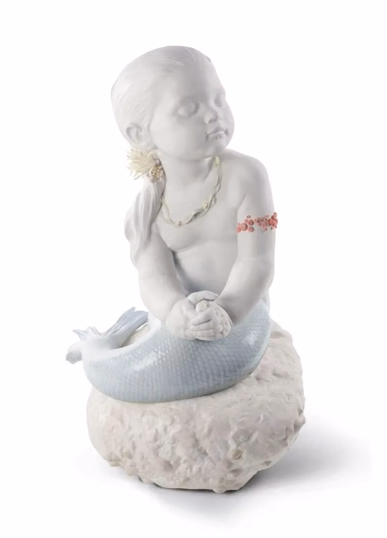 Lladró Princess of the Waves Mermaid Limited Edition White Porcelain Figurine