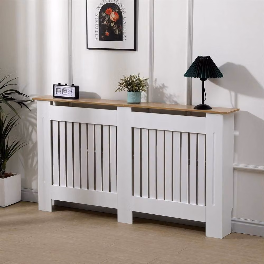FORGEVIO Extra Large Radiator Cover Cabinet with Vertical Slats in White – 2
