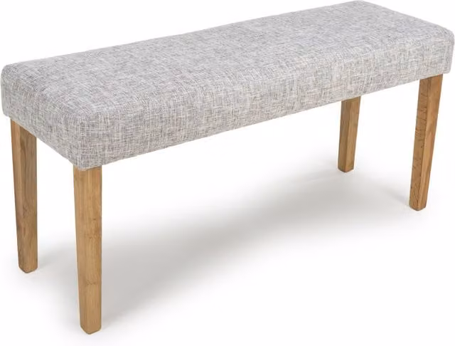Shankar Durham Medium Backless Bench in Grey Weave Fabric with Oak Wood Legs