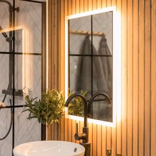 ValueLights LED Bathroom Mirror with Demister and Touch Control, Silver, W/H: 50 x 70 cm
