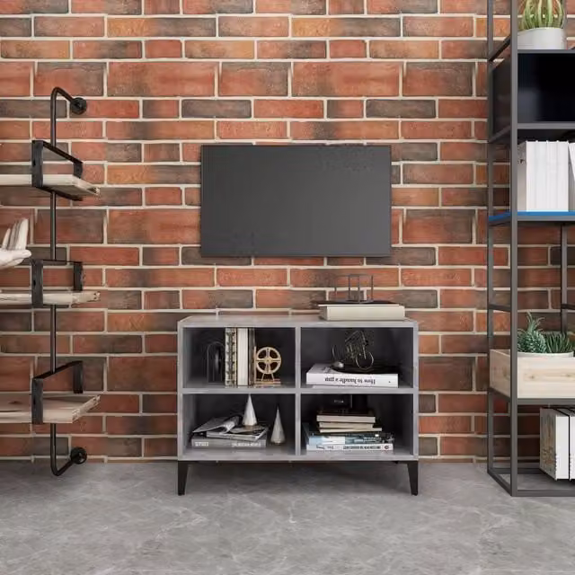Berkfield Home Industrial TV Cabinet with Metal Legs in Concrete Grey, W: 69.5 cm, D: 30 cm, H: 50 cm – 1
