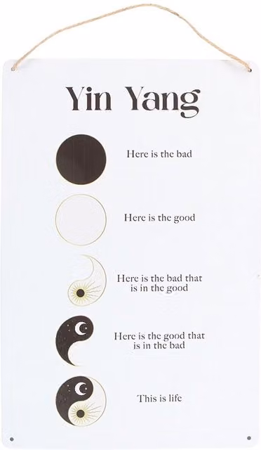 Kingsbury Gifts Yin Yang Round Metal Hanging Wall Plaque in White