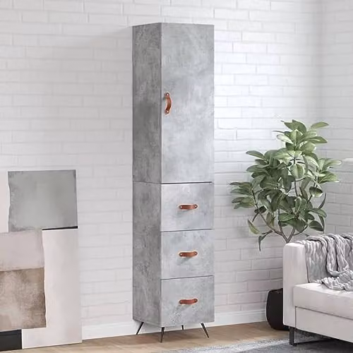 vidaXL Industrial Highboard in Grey with Hinged Doors and Internal Shelves, W/D/H: 34.5 x 34 x 180 cm – 2