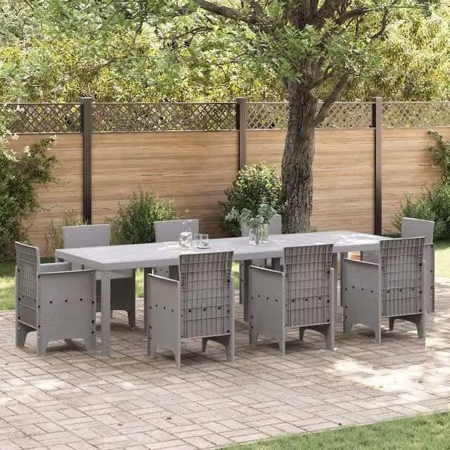 Berkfield Home Garden Table in Light Grey Poly Rattan, W/D/H: 300 x 100 x 73 cm – 1