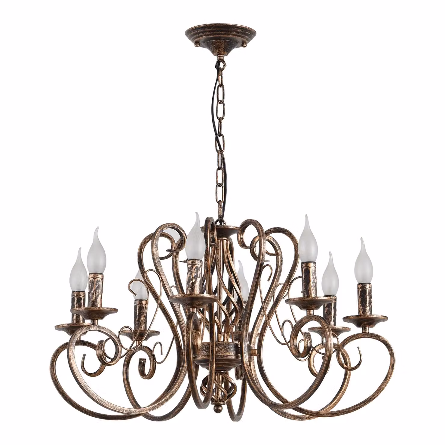Garwarm 6-Light French Country Wrought Iron Chandelier in Gold/Brass – 6