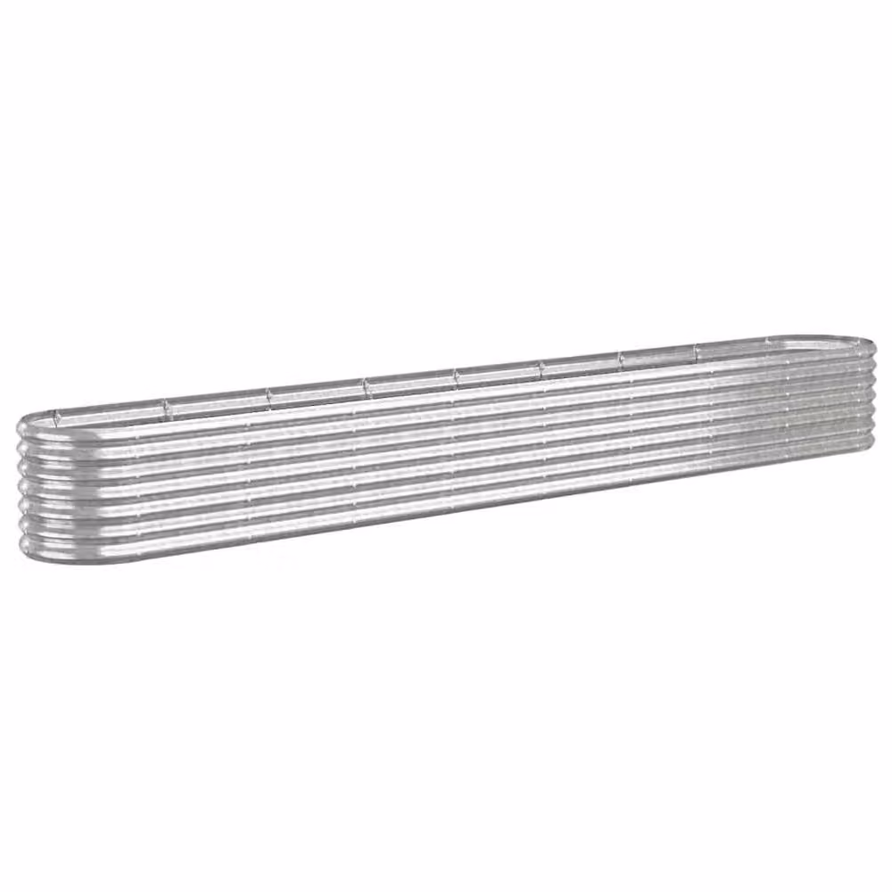 Berkfield Home Garden Raised Bed in Silver Powder-coated Steel, W: 332 cm, D: 40 cm, H: 36 cm – 2