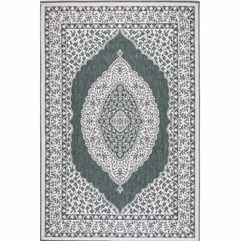THE RUGS Gemini Reversible Medallion Indoor and Outdoor Polypropylene Rug, Green, W: 120 cm, L: 170 cm – 4