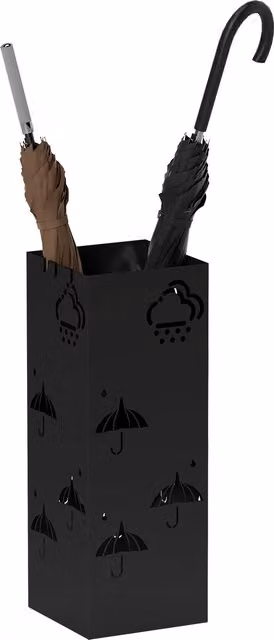 HOMCOM Black Metal Umbrella Stand with Removable Drip Tray and 4 Hooks, W/D/H: 15.5 x 15.5 x 41 cm – 1