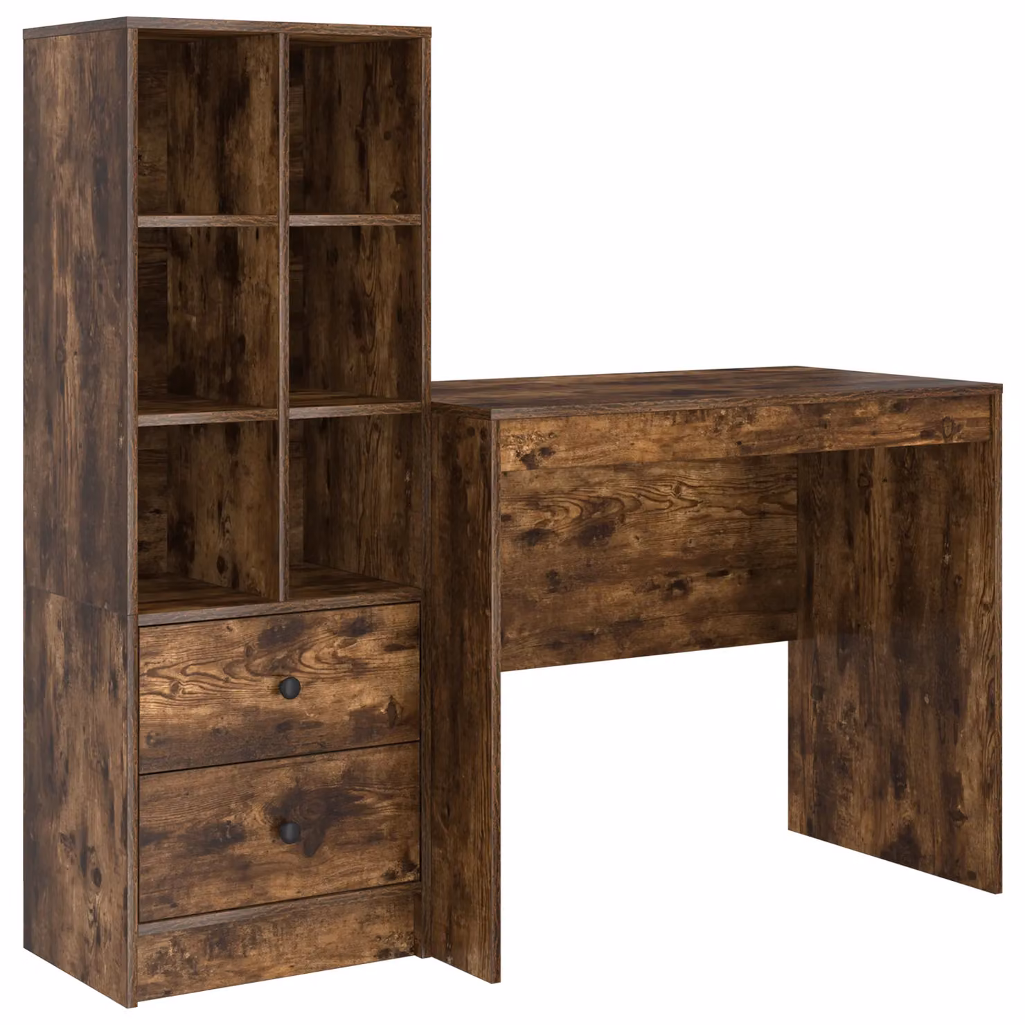 Berkfield Modern Writing Desk with Storage in Smoked Oak Brown – 2
