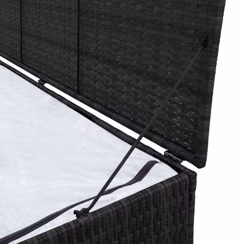 Berkfield Home Garden Storage Box in Black Poly Rattan and Steel, W/D/H: 150 x 50 x 60 cm – 2