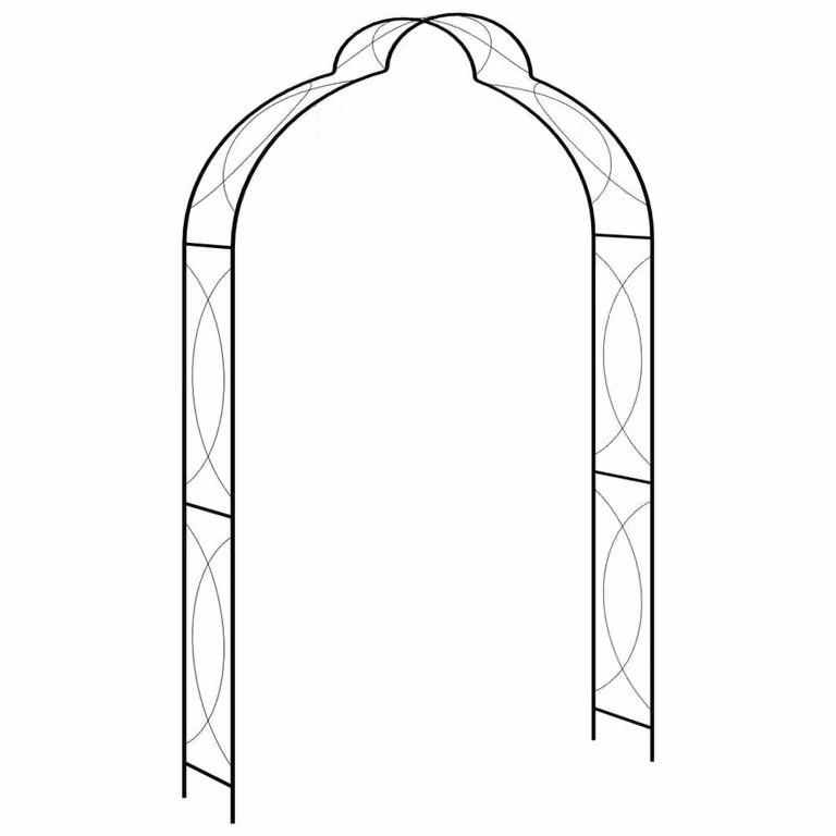 Berkfield Home Elegant Garden Arch in Black Metal, W: 150 cm, D: 34 cm, H: 240 cm