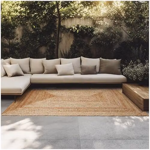 tectake Boho Style Handwoven Jute Rug in Brown and Beige, W/D: 160 x 230 cm