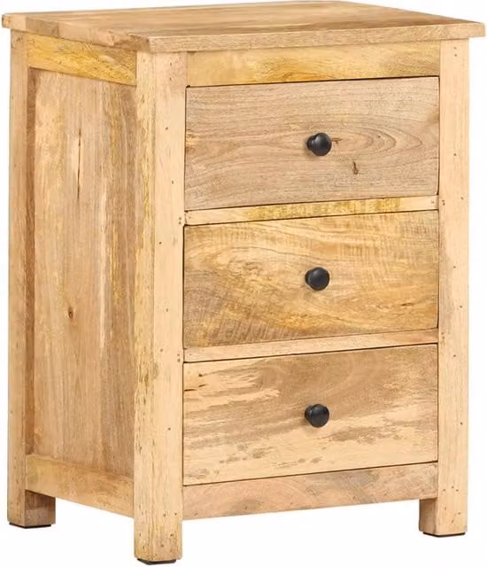 Berkfield Home Bedside Cabinet in Brown Solid Mango Wood, W/D/H: 45 x 35 x 60 cm