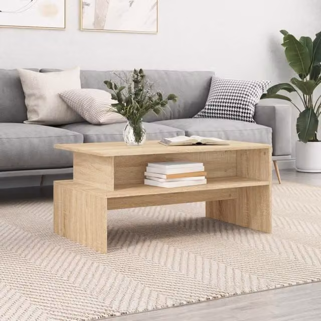 Berkfield Home Sonoma Oak Coffee Table in Brown, W/D/H: 90 x 55 x 42.5 cm