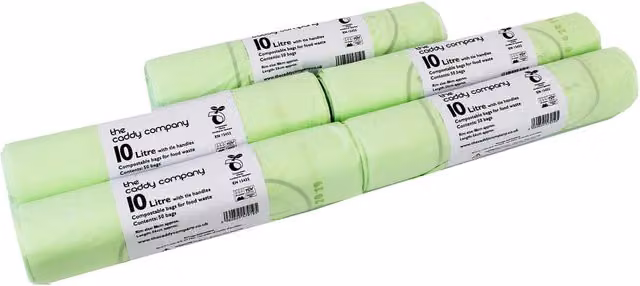Caddy Company Compostable Food Waste Bin Bags with Tie Handle, Green, 10 l