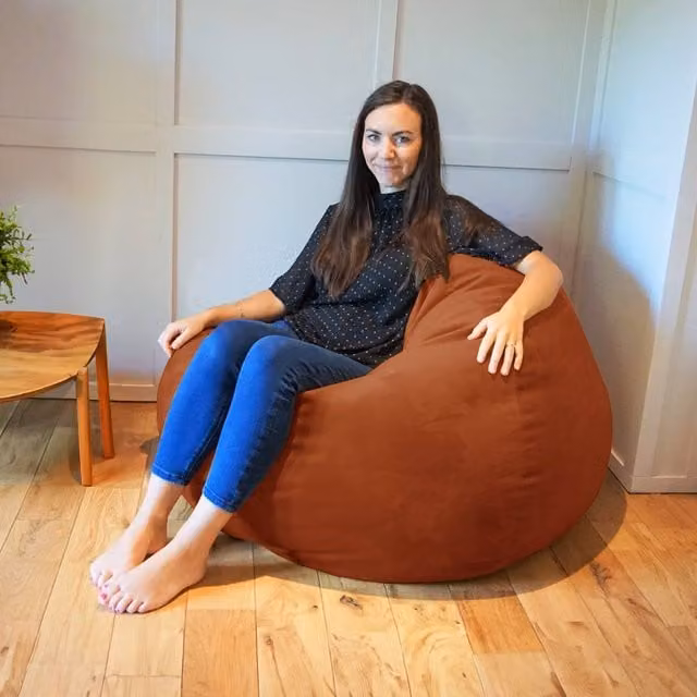 rucomfy Classic Slouchbag Adult Bean Bag Chair in Burnt Orange Velvet