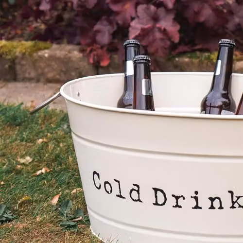 Harbour Housewares Metal Drinks Cooler Bucket in Beige – 3