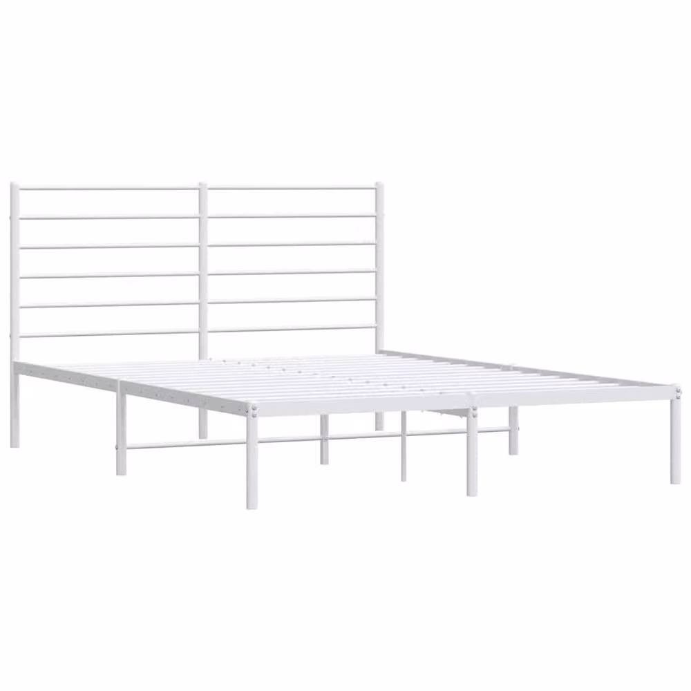 Berkfield Home Metal Bed Frame with Headboard in White, W/D/H: 140 x 200 cm – 2
