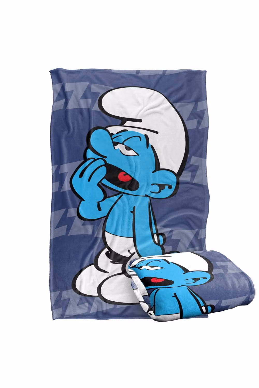 The Smurfs Lazy Smurf Super Soft Silky Touch Fleece Blanket in Blue and Multicolour – 6