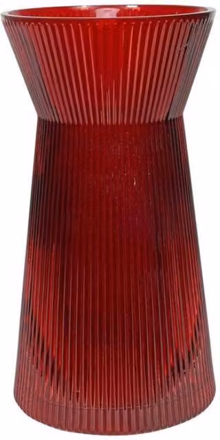 KDMD Red Tall Ribbed Sweetheart Glass Vase, Height: 26 cm – 1