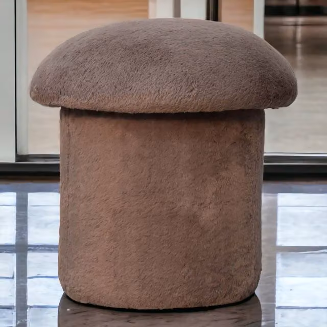 Artisan Furniture Brown Microfibre Mushroom Footstool with Wood Frame W/D/H: 44 x 45 x 44 cm – 1
