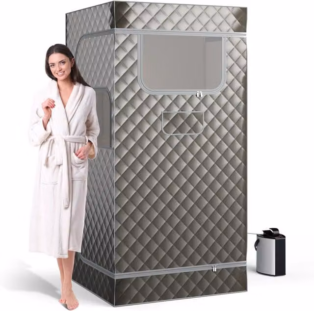 Costway Portable Full Body Steam Sauna Box with 3L Steam Generator in Grey – 1
